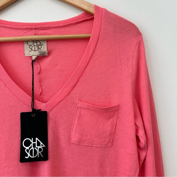 Chaser Tops Womens Long Sleeves Shirt Size Medium Pink V Neck NWT - Picture 3 of 6